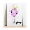 PURPLE GIN  Splatter Art Print, High Gloss Print, Splash Art, Home Decor, Home Bar Custom Drink Art Cocktails - A6