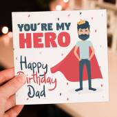 You're my hero superhero birthday card for Dad, father, daddy, papa from son, daughter, child (Size A6/A5/A4/Square 6x6")