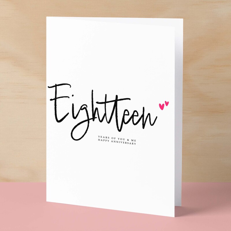 Eighteen Year Anniversary Card For Husband 18 Year Anniversary Card Boyfriend or Girlfriend Wedding Anniversary Card For Wife - Small (4x6) / Blank Message