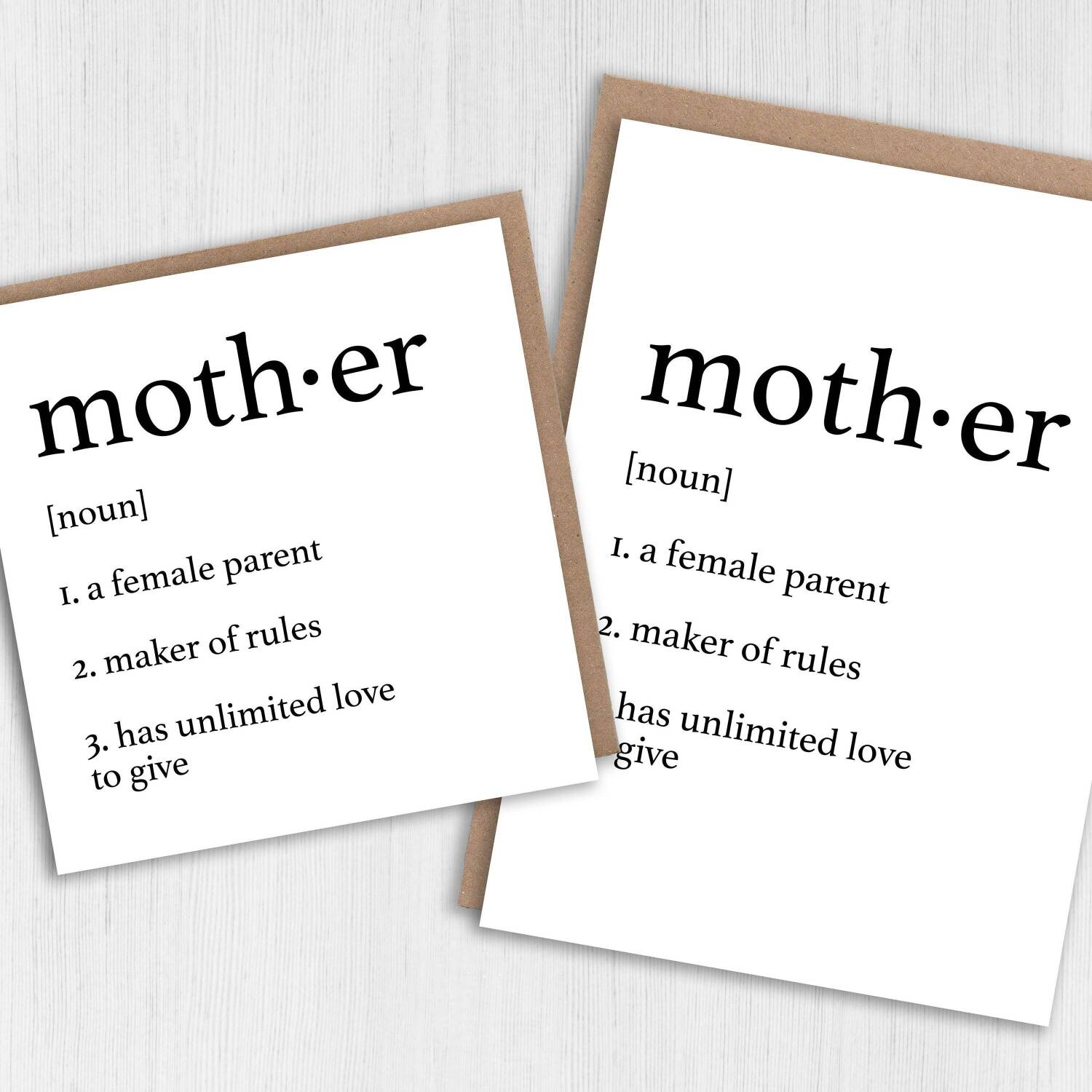 Dictionary definition of mother cute, heartfelt birthday card for mum from son, daughter, children, child (Size A6/A5/A4/Square 6x6") - A6: Single card