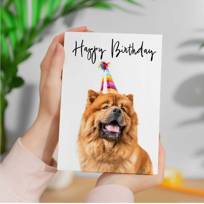 Birthday Card For Her Card For Friend Mum or Sister Birthday Card For Him Brother Dad Happy Birthday Card of Chow Chow Dog Fun Birthday Card - Small (4x6) / Blank Message