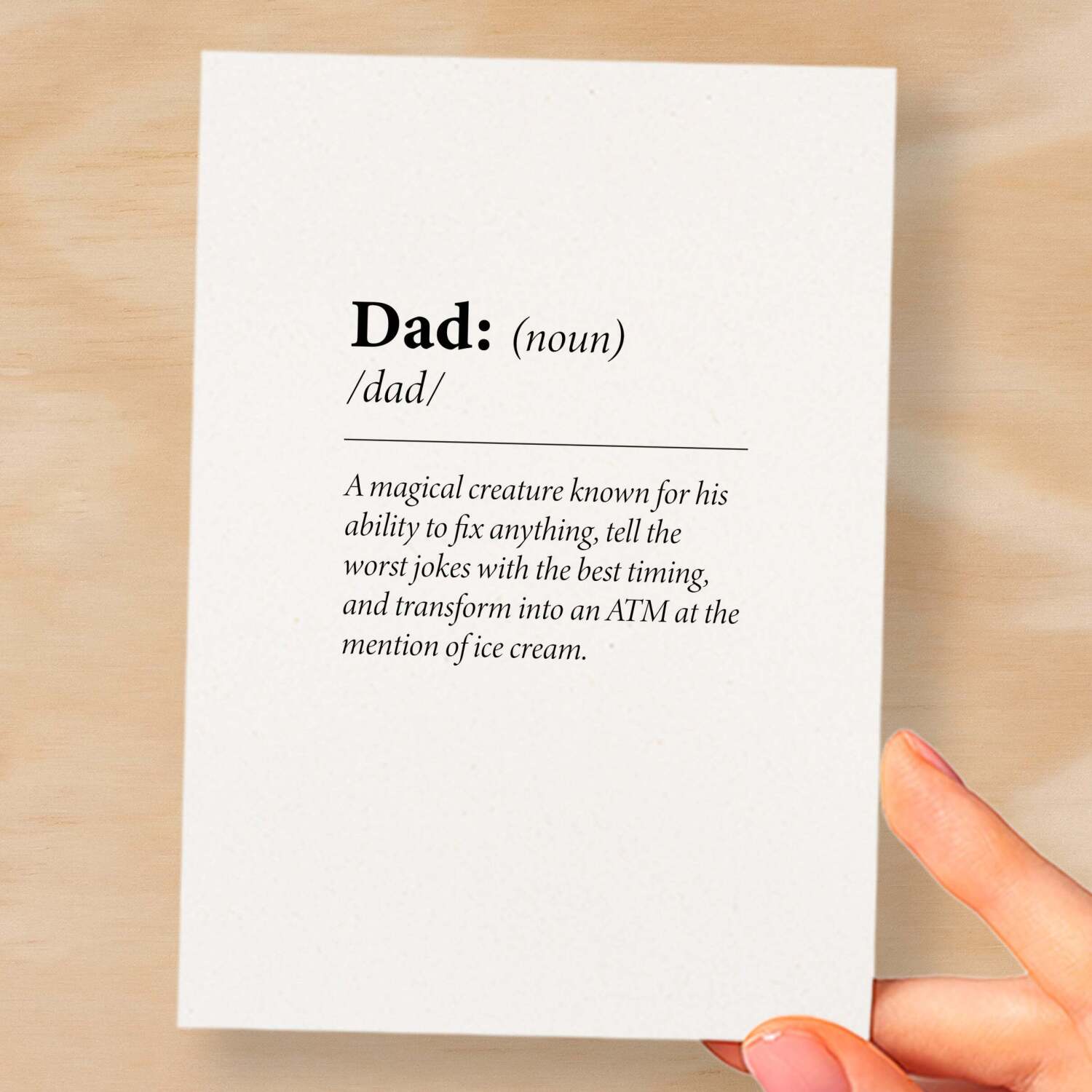 Birthday Card For Dad Fun Dictionary Quote Card For Dad Custom Message Card For Dad Birthday Card For Daddy - Small (4x6) / Blank Message