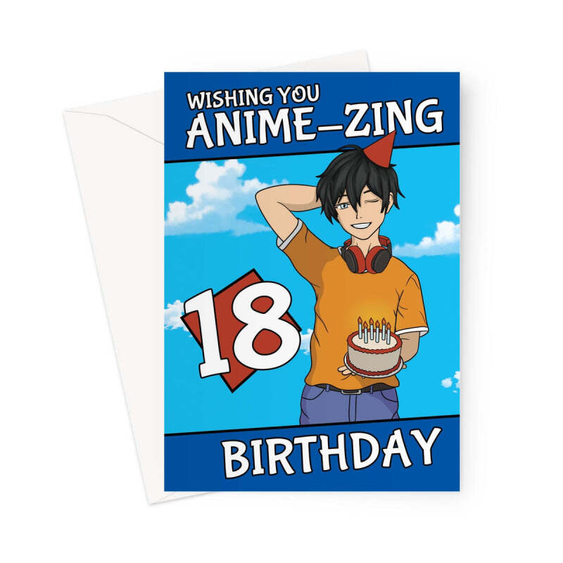 18th Anime Birthday Card For Man - A5 Portrait - 1 Card