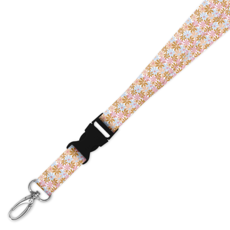 Double Breakaway Lanyard - Bright Pastel Retro Daisies