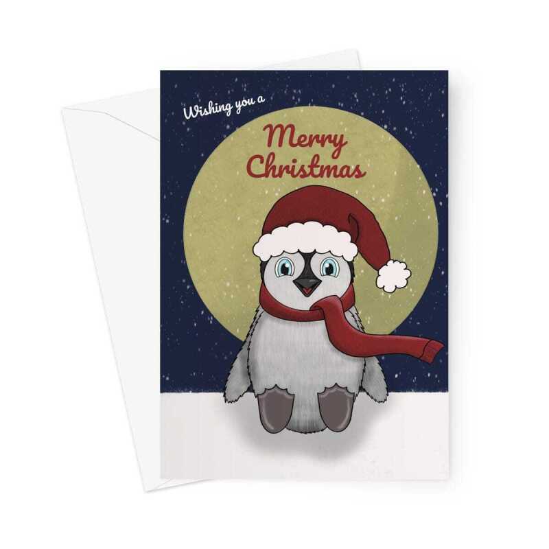 Cute Penguin Merry Christmas Card - A5 Portrait - 1 Card