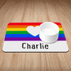 Personalised Rainbow Heart Puppy/Dog Bowl Mat