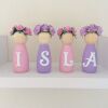 Personalised Wooden Peg Dolls,New Baby Gift,Nursery Decor, Flowergirl gift - With letters