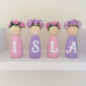 Personalised Wooden Peg Dolls,New Baby Gift,Nursery Decor, Flowergirl gift