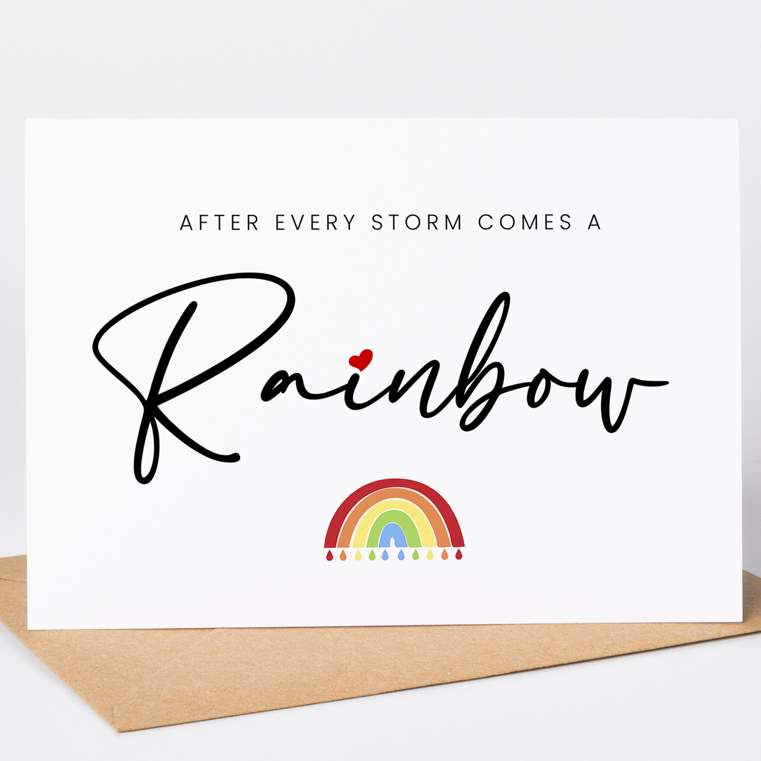 After Every Storm Comes a Rainbow Baby announcement card - A6 - 4.1" x 5.8"