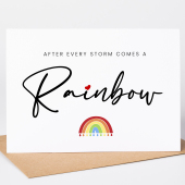 After Every Storm Comes a Rainbow Baby announcement card