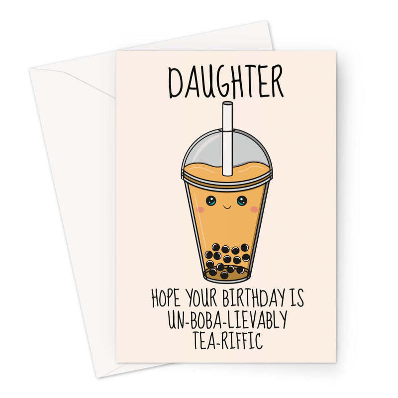 Boba Tea Birthday Card For Daughter - A5 Portrait - 1 Card