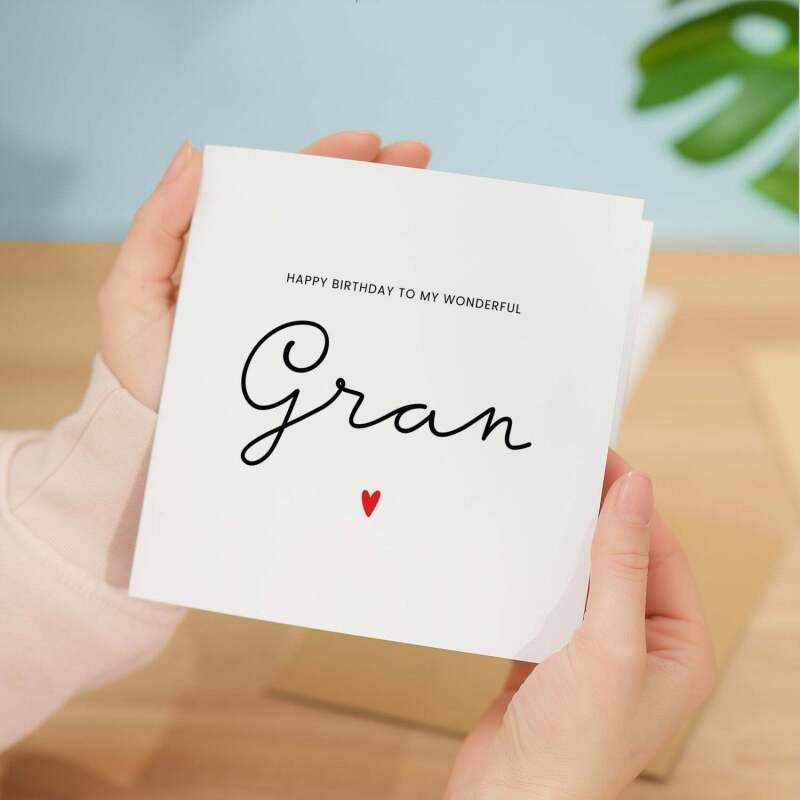 Gran Birthday Card For Her, Wonderful Gran Birthday Card, Birthday Gift For Gran, Gran Birthday Gift - Square (5.5x5.5) / Blank Inside