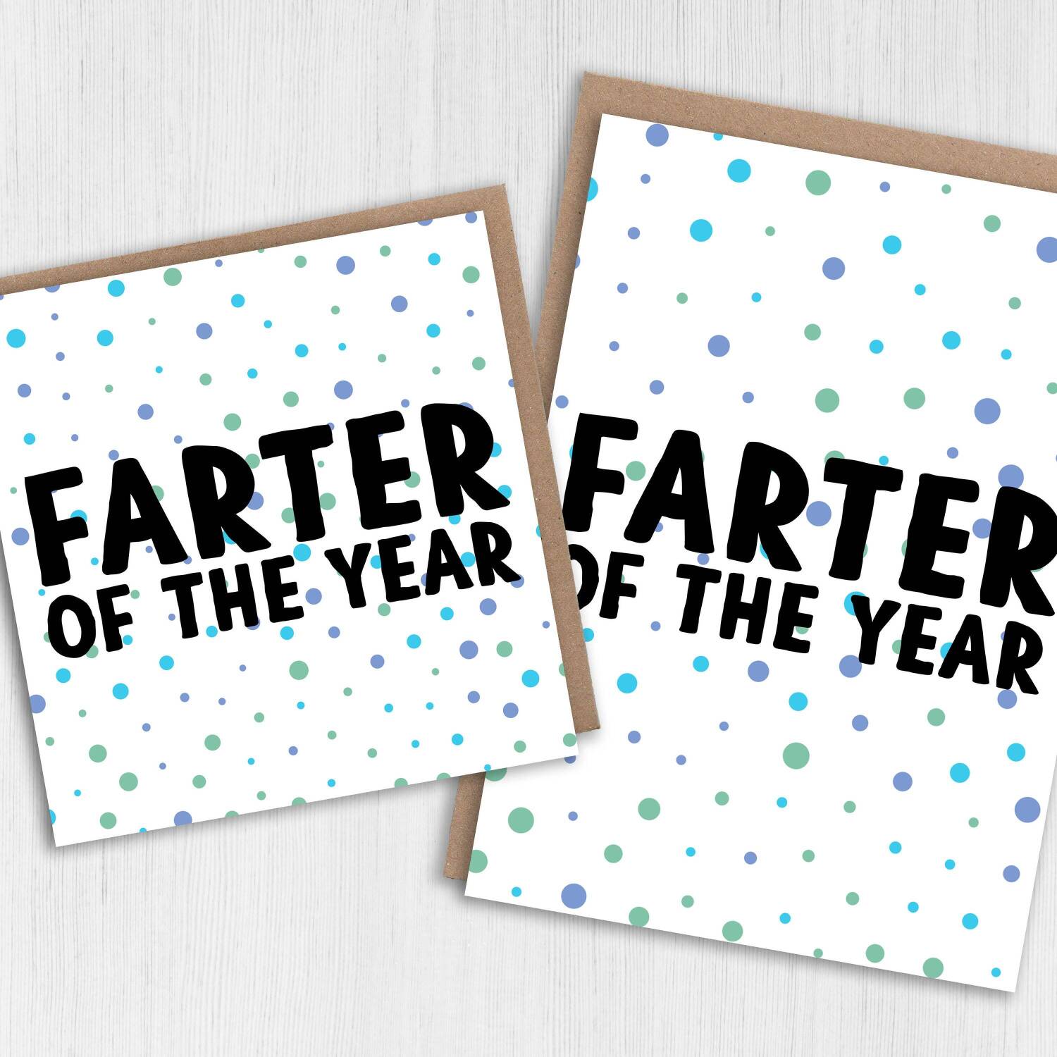 Farter of the year funny, rude, farting, fart Father’s Day card for dad, daddy, father from son, daughter, kids (Size A6/A5/A4/Square 6x6") - A6: Single card