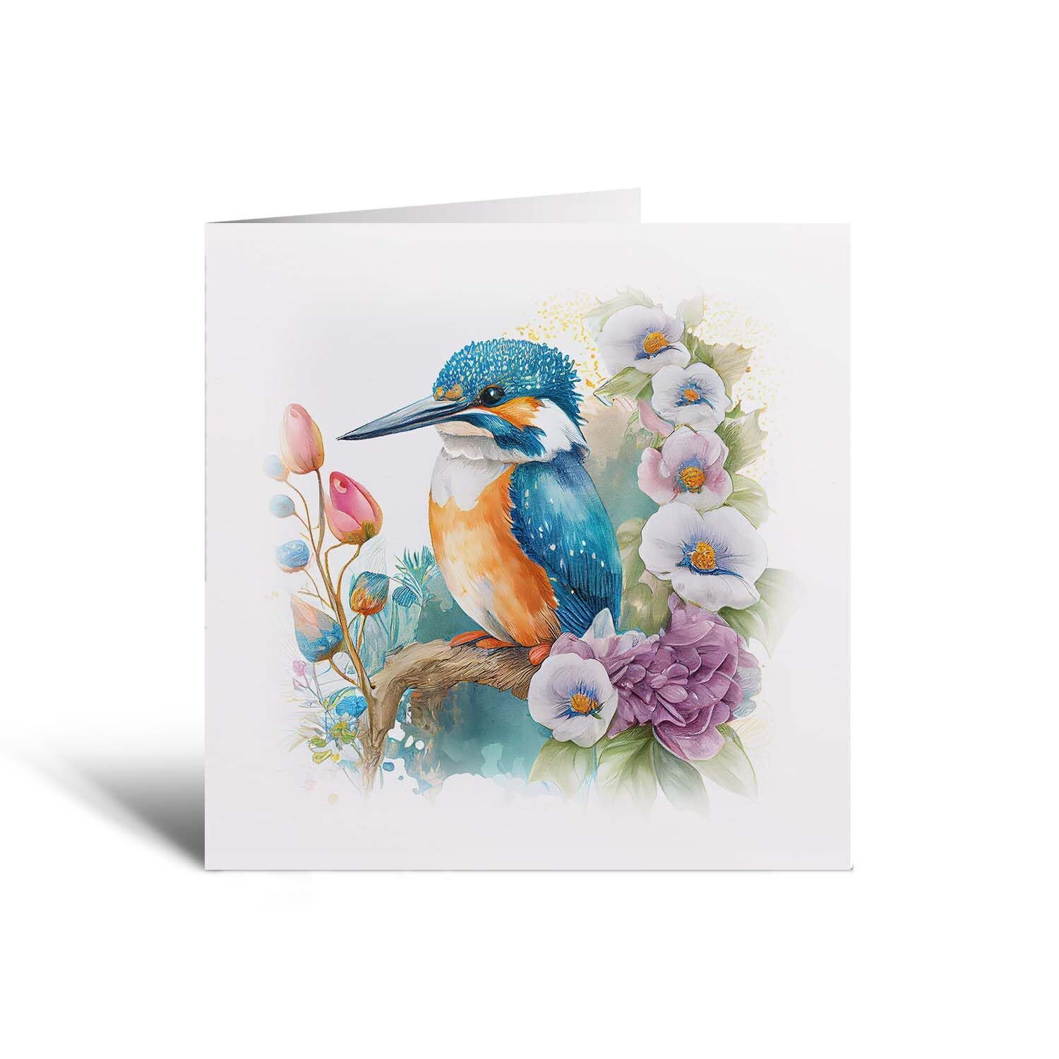 Notelet Card of a King Fisher Any Occasion Card For Her or For Him Card For Birthday or Easter Card Thank You Card - Square (6x6) / Blank Message