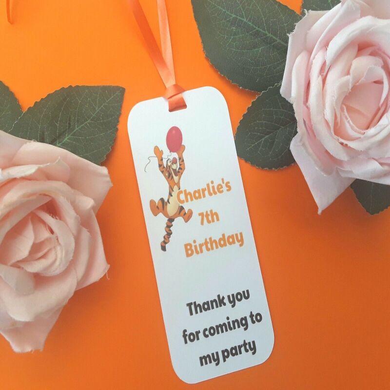 6 Personalised Tigger Favour Tags,Tigger Party Bag Tags,ANY AGE tags - Orange