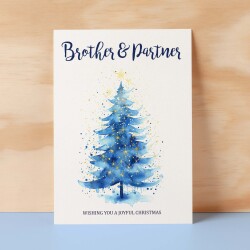 Christmas Card For Brother and Partner Card Xmas Card for Brother Christmas Card for Loved One Brother Partner Card Christmas Tree Card - Large (5x7) / Blank Message