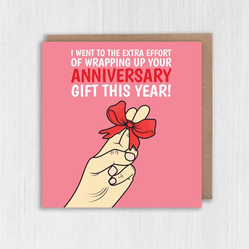 Wrapping up your anniversary gift this year funny, rude vagina, sex, fingers anniversary card for wife, girlfriend Size A6/A5/A4/Square 6x6" - A6: Single card