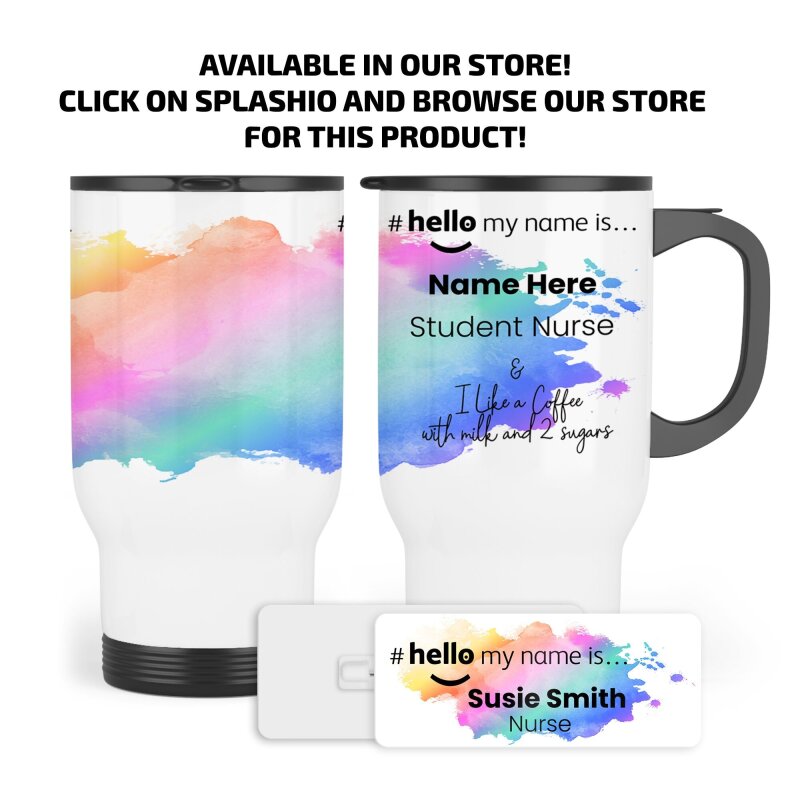 Hello My Name is Name Badge Rainbow Splash Personalised Premium Durable Name Badge #hello mynameis Name Badge, Nurse Badge Splash Name Badge - Standard Name Badge - Safety Pin Standard