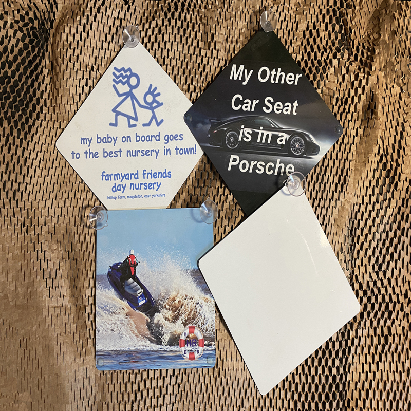 Baby on Board sublimation aluminium blanks pack of 20 - 1 hole top corner, 1 sucker and 3 polybumps (x20)