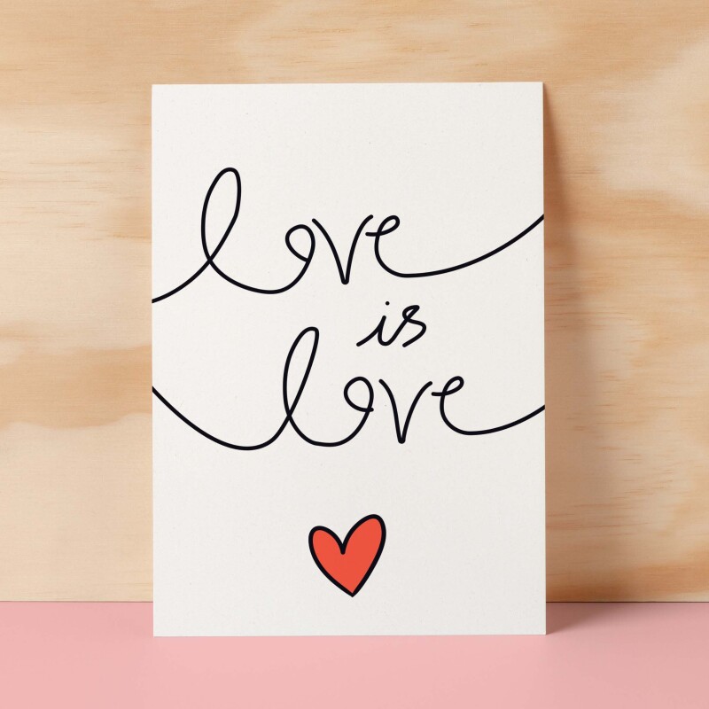 Anniversary or Valentine's Card for Her Anniversary Card for Wife Valentines Day Card For Husband Boyfriend or Girlfriend Love is Love - Small (4x6) / Blank Message