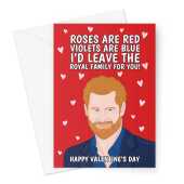 Prince Harry Valentine's Card - Roses Are Red Poem