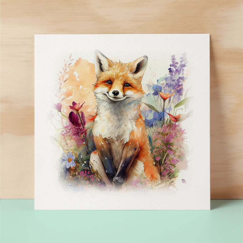 Notelet Card of a Fox For Anyone Any Occasion Card For Her or For Him Card For Birthday or Easter Card Thank You Card - Square (6x6) / Blank Message