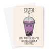 Cute Bubble Tea Birthday Card For Sister - Taro Boba - A5 Portrait - 1 Card