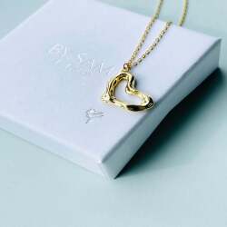 Heart necklace gift for her - Gold