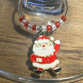 Handmade Wine Glass Charm - Santa