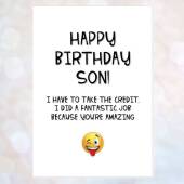 funny son daughter birthday card, cheeky card son daughter, card for son, i did a fantastic job bringing you up because you're amazing