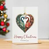 Christmas Card To The One I Love Chrsitmas Card From Wife or Husband, Boyfriend or Girlfriend Unique Pretty Peacock Bauble Design