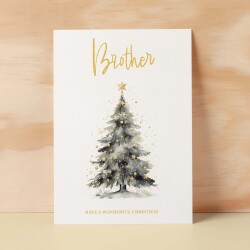 Christmas Card For Brother Card For Him Xmas Card for Brother Luxury Christmas Card for Loved One Brother Card Christmas Tree Card - Large (5x7) / Blank Message