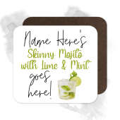 Personalised Drinks Coaster - Name's Skinny Mojito with Lime & Mint Goes Here!
