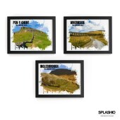 Yorkshire Three Peaks Set Of 3 Art Prints - Whernside, Ingleborough, Pen-Y-Ghent,Landscape Art, Three Peaks Challenge,Travel Poster,Hiking