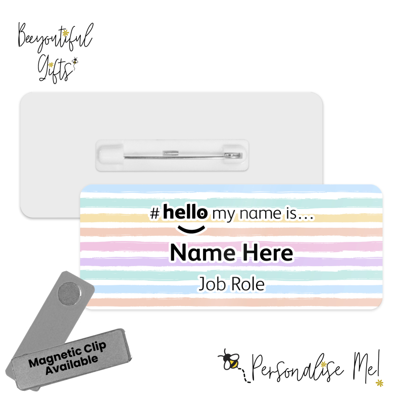 #hello my name is... Name Badge - Pastel Hand Drawn Lines