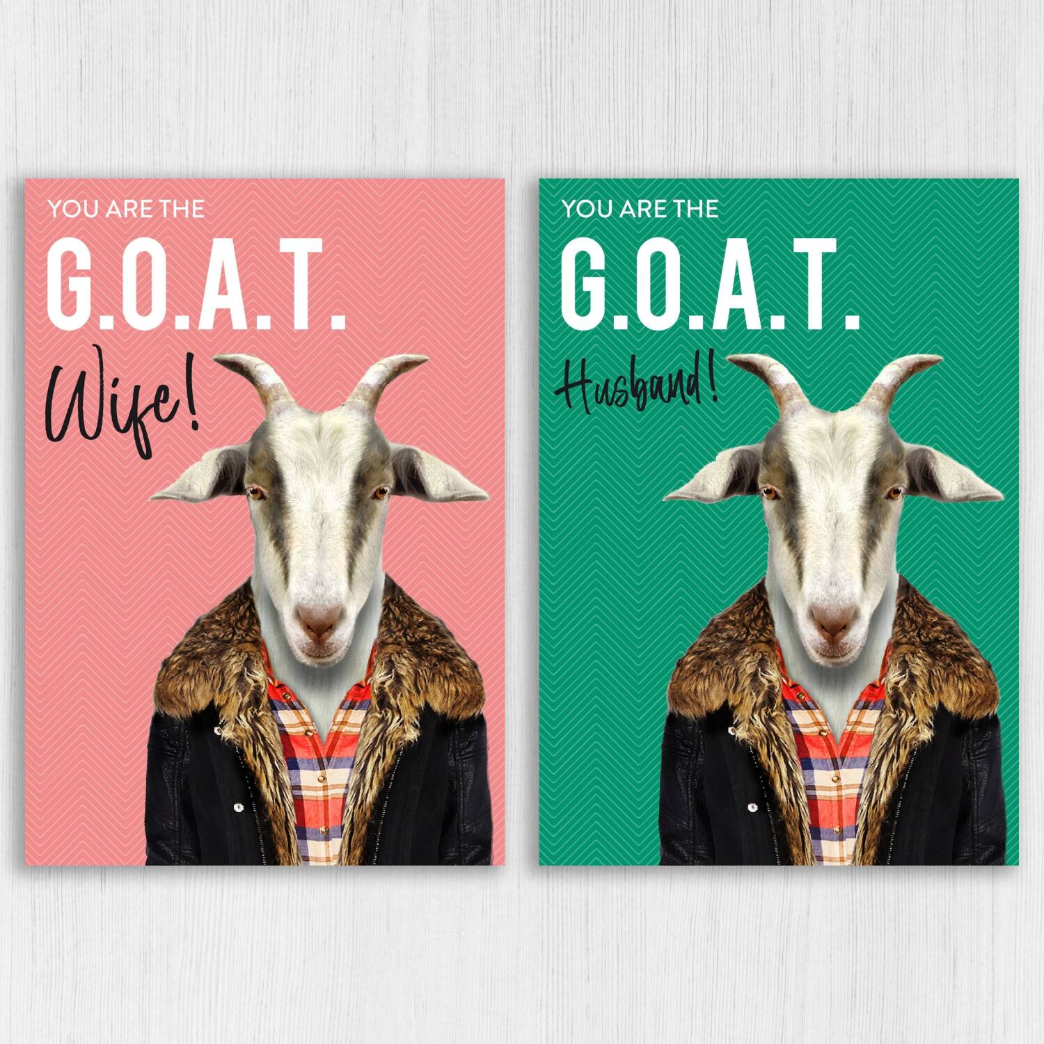 Greatest of All Time (G.O.A.T) anniversary card for wife, husband, girlfriend, boyfriend, partner (Animalyser) (Size A6/A5/A4/Square 6x6") - A6: Single card - Blue