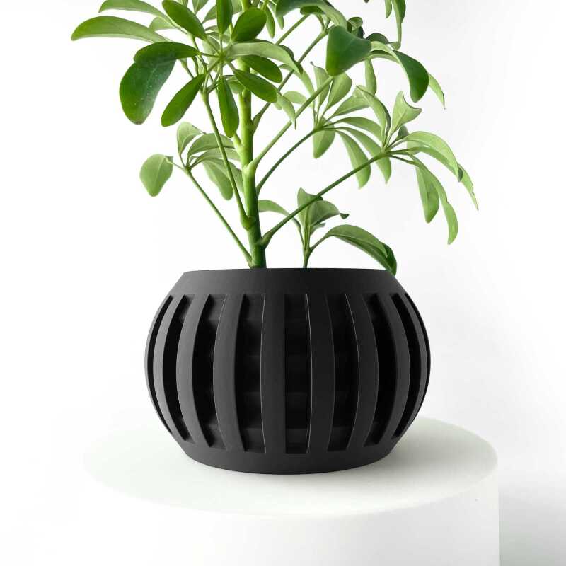 The Amada Planter Pot with Drainage Tray & Stand for Plants - Black - 3"