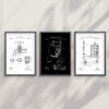 Patent bathroom prints, wall art, decor - A5 - Glossy - Black - Bath and shower