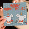 Merry Christmouse mouse, mice Christmas, Holidays, Xmas, cute, festive card for friend, mate, female, girl (Size A6/A5/A4/Square 6x6") - A6: Single card