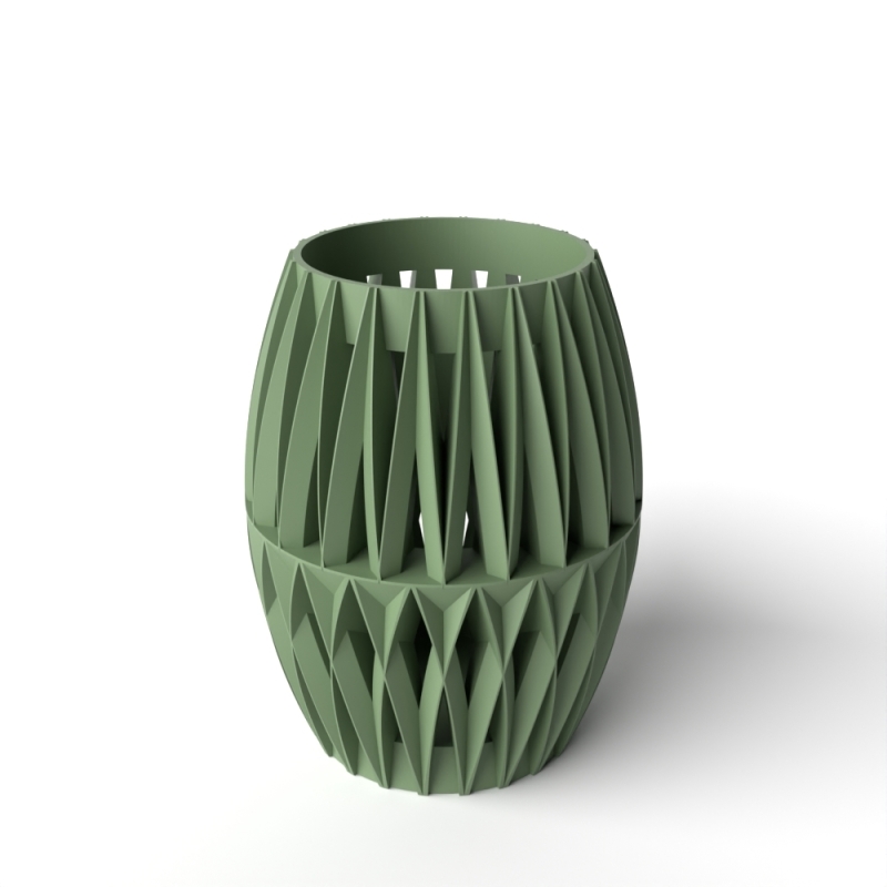 The Reni Vase, Modern and Unique Home Decor for Dried and Preserved Flower Arrangement - Matte Dark Green