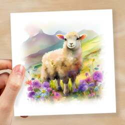 Notelet Card of a Sheep For Anyone Any Occasion Card For Her or For Him Card For Birthday or Easter Card Thank You Card - Square (6x6) / Blank Message