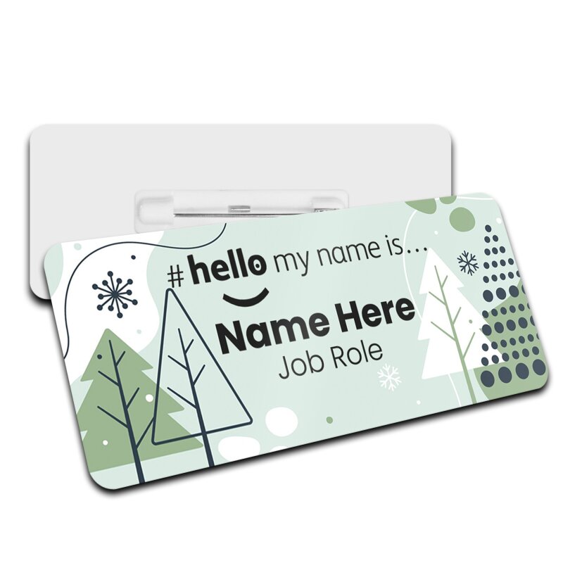 Hello My Name is Name Badge Christmas Personalised Premium Durable Name Badge #hello mynameis Name Badge, Nurse Bages, Christmas Name Badges - Standard Pin