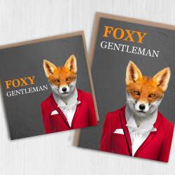 Foxy gentleman fox in clothes Valentine's Day card for husband, boyfriend, male partner (Animalyser) (Size A6/A5/A4/Square 6x6") - A6: Single card