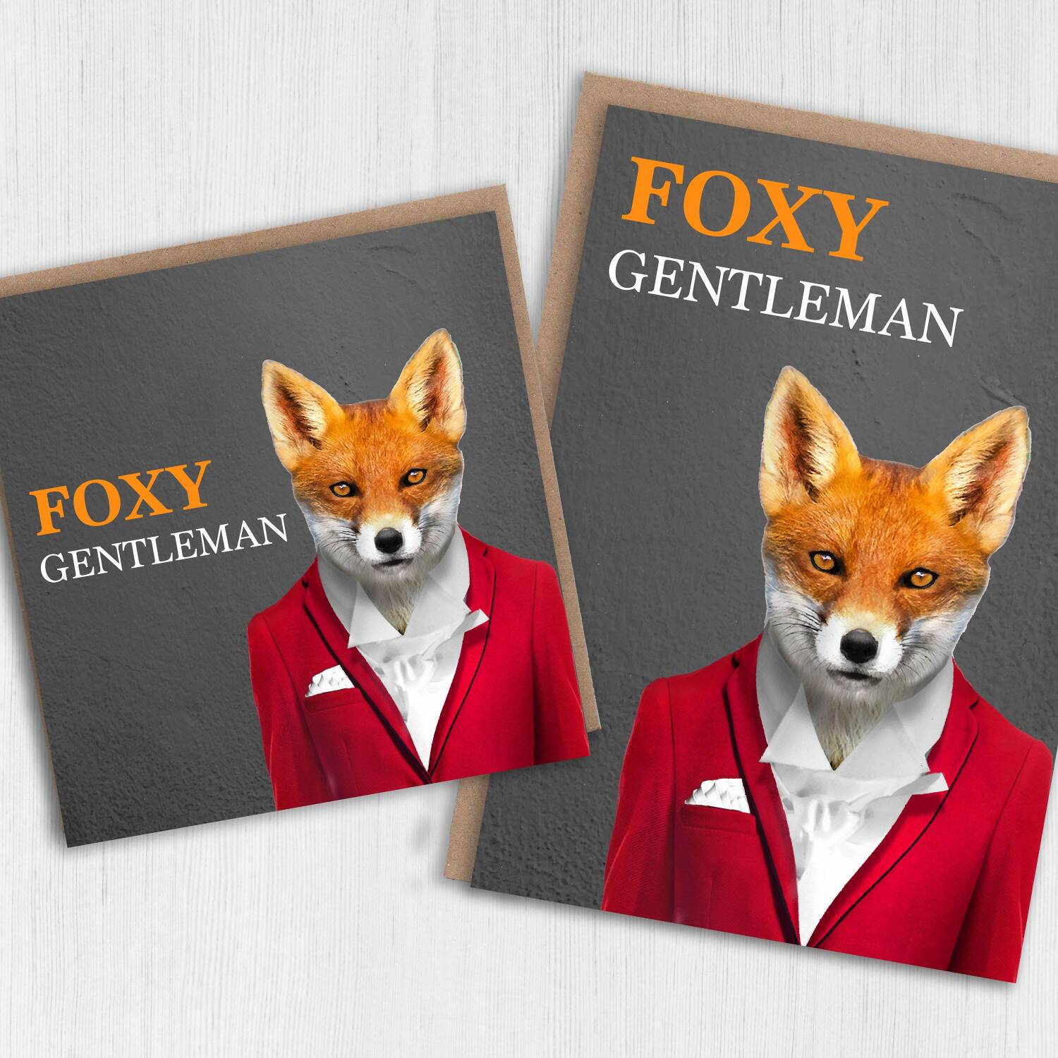 Foxy gentleman fox in clothes Valentine's Day card for husband, boyfriend, male partner (Animalyser) (Size A6/A5/A4/Square 6x6") - A6: Single card