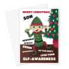 Merry Christmas Card For Son - Funny Drinking Elf-Awareness - A5 Greeting Card - A5 Portrait - 1 Card