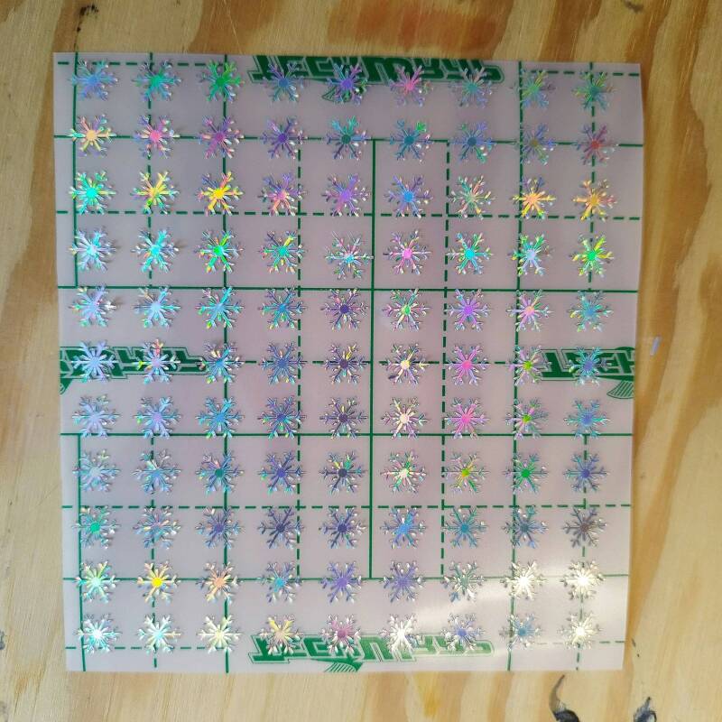 100 Silver Holographic Snowflake Stickers