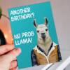 Another birthday? No prob llama funny animal in clothes birthday card for old man, lady, person (Animalyser) (Size A6/A5/A4/Square 6x6") - A6: Single card