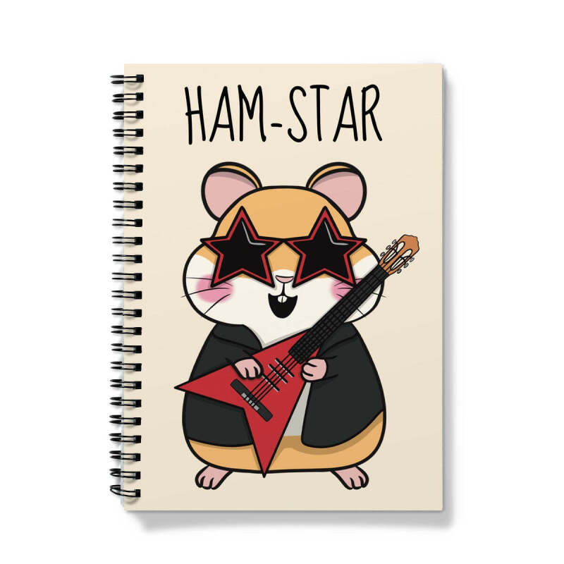 Cute Rockstar Hamster Notebook - A5 - Lined