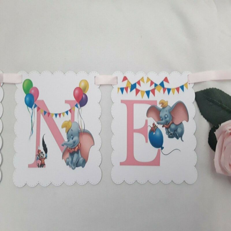 Dumbo Banner, Dumbo Birthday Banner,1st 2nd 3rd Dumbo Party Banner,Dumbo Decor - No bows - 1st