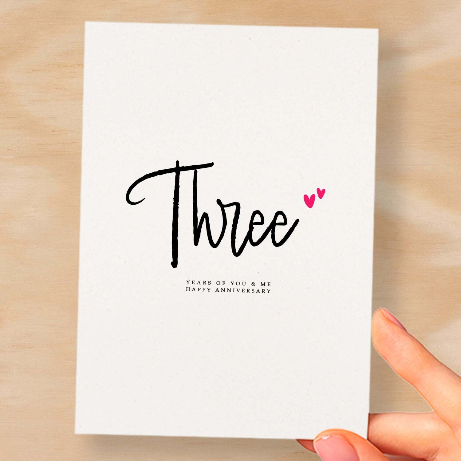 Three Year Anniversary Card For Husband 3 Year Anniversary Card Boyfriend or Girlfriend Wedding Anniversary Card For Wife - Small (4x6) / Blank Message